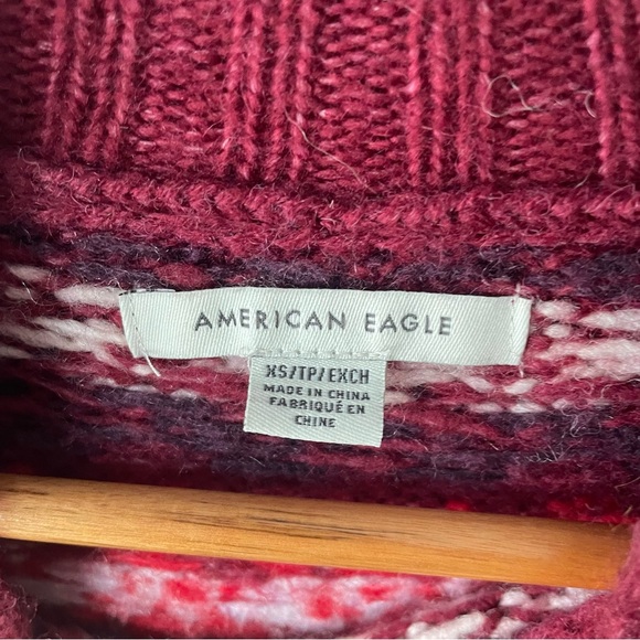 American Eagle Outfitters Maroon and White Turtleneck Sweater extra small - Picture 3 of 7